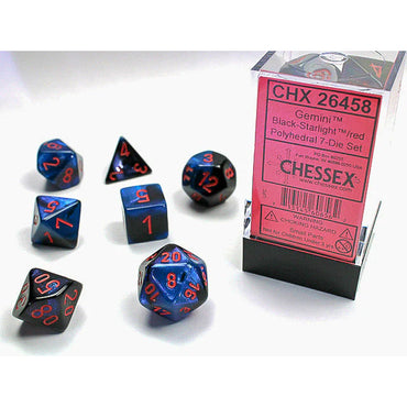 Chx Mini Dice 20658: Gemini Black-Starlight/ Red 7-Die Set
