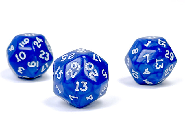 CHX  Pearlescent Blue/white d30 Dice