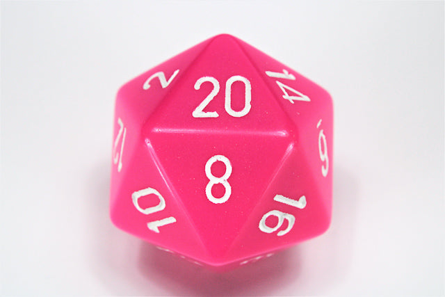 CHX Opaque Pink/white 34mm d20 Dice-1