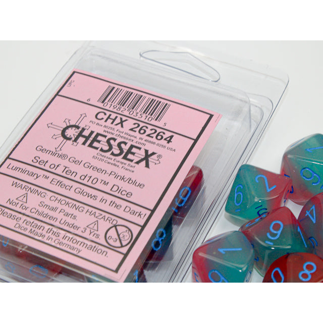 CHX 26264 Gemini Gel Green-Pink/blue Luminary Set of 10 d10s