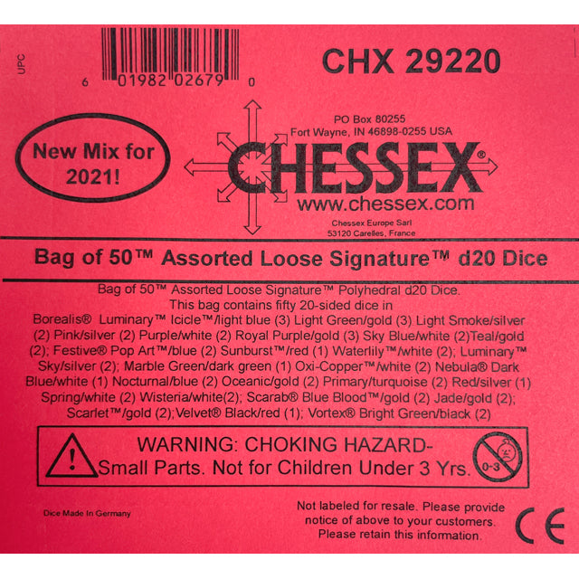 CHX 29220 Signature Bag of 50 Assorted Loose Polyhedral d20