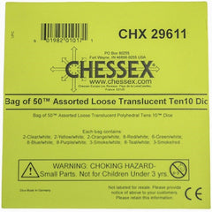 CHX 29610 Translucent Bag of 50 Assorted Polyhedral Tens 10