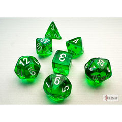 CHX 20375 Translucent Mini-hedral Green/white 7-Die Set-1