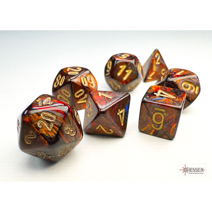 CHX 20419 Scarab® Mini-hedral Blue Blood/gold 7-Die Set