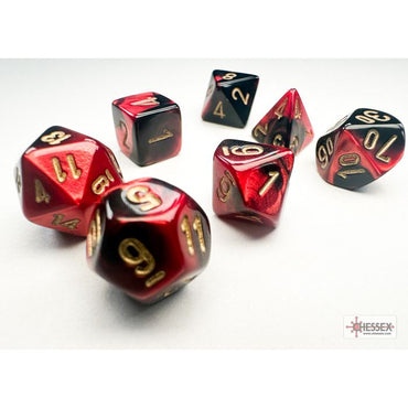 CHX 20633 GeminiÂ® Mini-hedral Black-Red/gold 7-Die Set