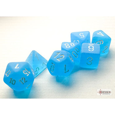 CHX 20416 Frosted Mini-hedral Caribbean Blue/white 7-Die Set