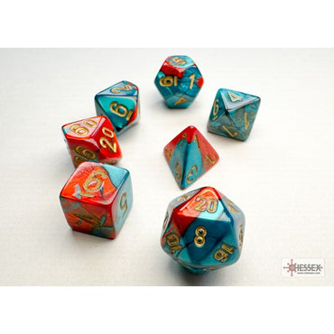 CHX 20662 GeminiÂ® Mini-hedral Red-Teal/gold 7-Die Set