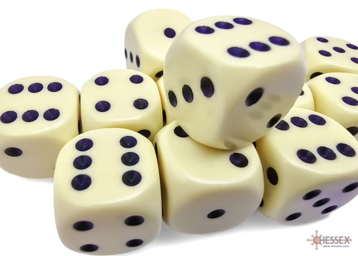 CHX 25662 Opaque 16mm d6 Pastel Yellow/black Dice Block (12 dice)