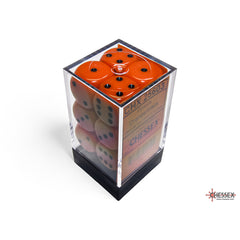 CHX 25603 Opaque Orange/black 16mm d6 Dice Block (12 dice)