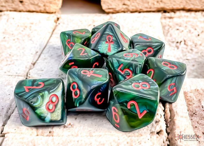 CHX 29025 Scarab Jade/red Ankh D10 (10 set)