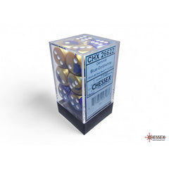 CHX 26622 Gemini Blue-Gold/white 16mm d6 Dice Block (12 dice)