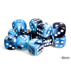 CHX 26646 Gemini Black-Shell/white 16mm d6 Dice Block (12 dice)-1
