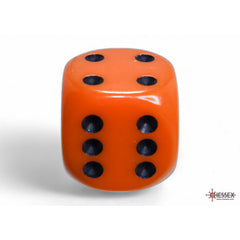 CHX 25603 Opaque Orange/black 16mm d6 Dice Block (12 dice)
