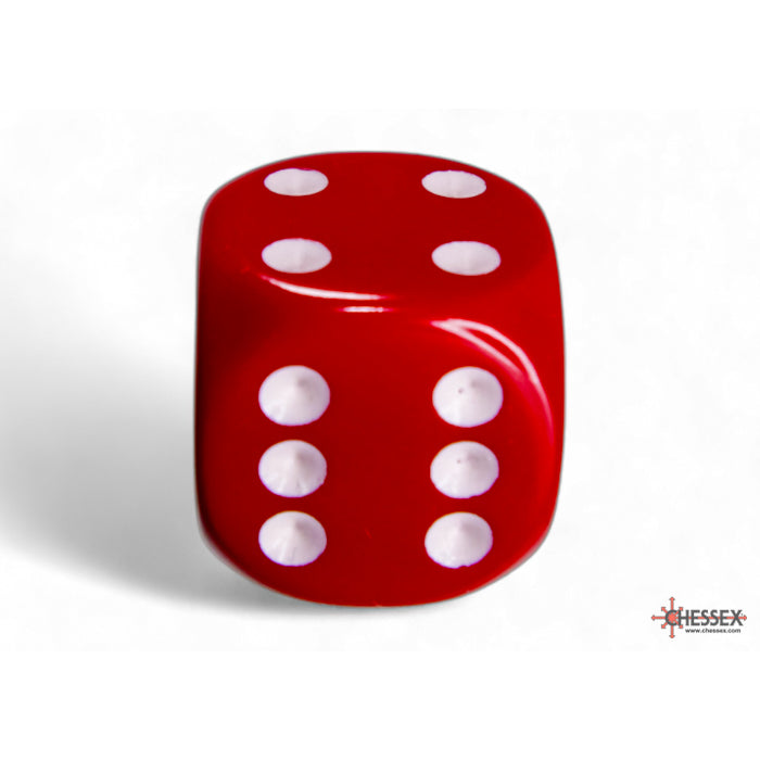 CHX 25604 Opaque Red/white 16mm d6 Dice Block (12 dice)