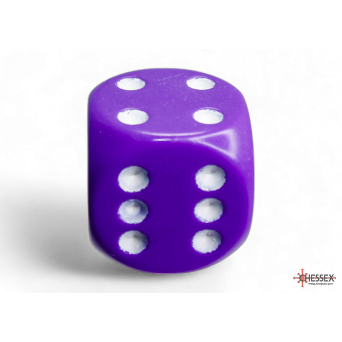 CHX 25607 Opaque Purple/white 16mm d6 Dice Block (12 dice)
