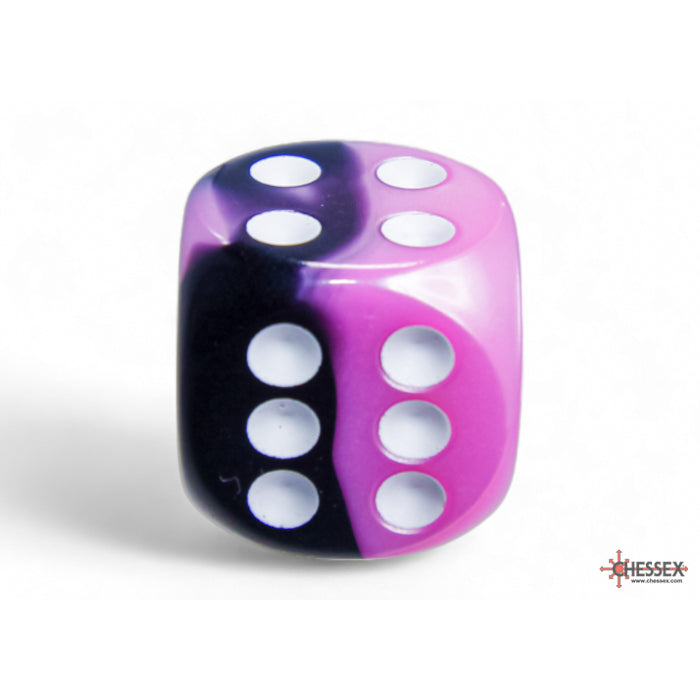 CHX 26630 Gemini Black-Pink/white 16mm d6 Dice Block (12 dice)