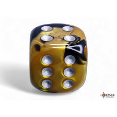 CHX 26651 Gemini Black-Gold/silver 16mm d6 Dice Block (12 dice)