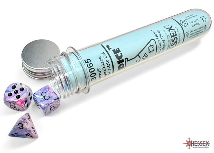 CHX 30065 Festive Hydrangea/black Polyhedral 7-Dice Set (with bonus die)-2