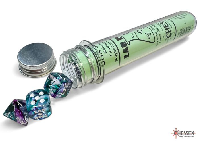CHX 30068 Nebula Fluorite/white Polyhedral 7-Dice Set (with bonus die)-2