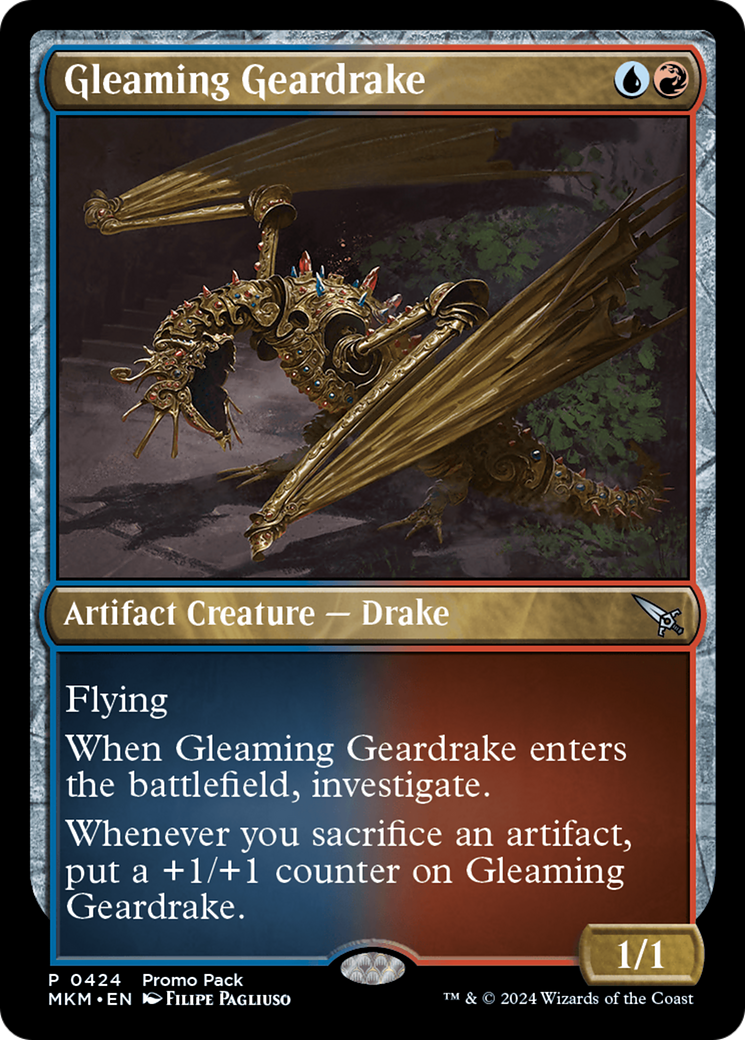 Gleaming Geardrake (Promo Pack) [Murders at Karlov Manor Promos]-1