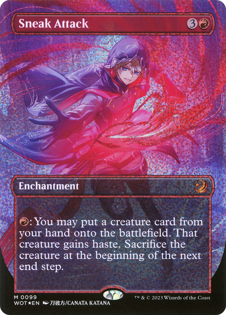 Sneak Attack (Anime Borderless) (Confetti Foil) [Wilds of Eldraine: Enchanting Tales]-1