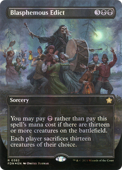 Blasphemous Edict (Borderless) (Mana Foil) [Foundations]-1