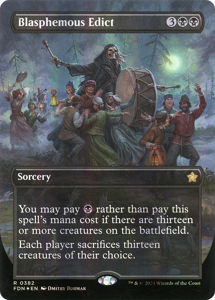 Blasphemous Edict (Borderless) (Mana Foil) [Foundations]-1