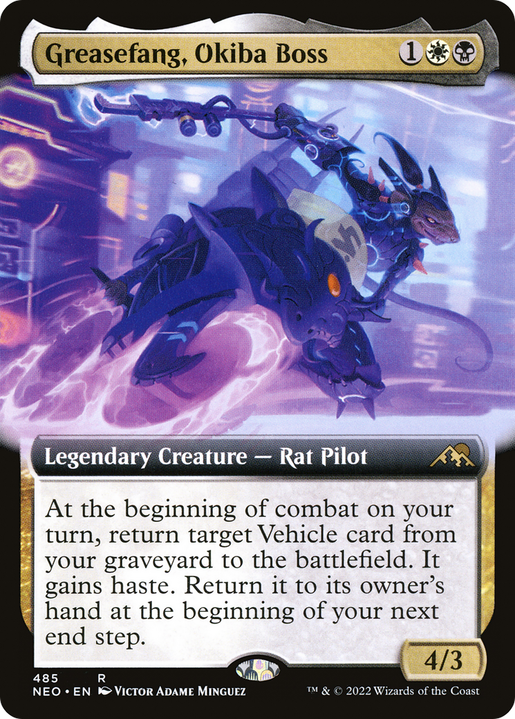 Greasefang, Okiba Boss (Extended Art) [Kamigawa: Neon Dynasty]-1