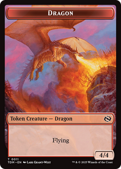 Dragon (0011) // Warrior Double-Sided Token [Tarkir: Dragonstorm Tokens]-1