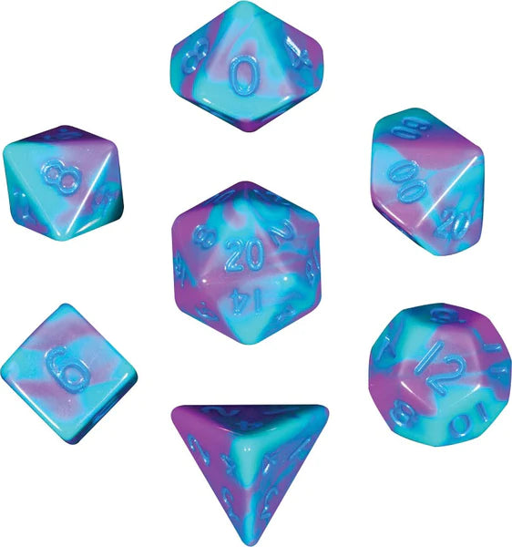 MDG 10mm Mini Polyhedral Dice Set: Purple/Teal w/Blue-1