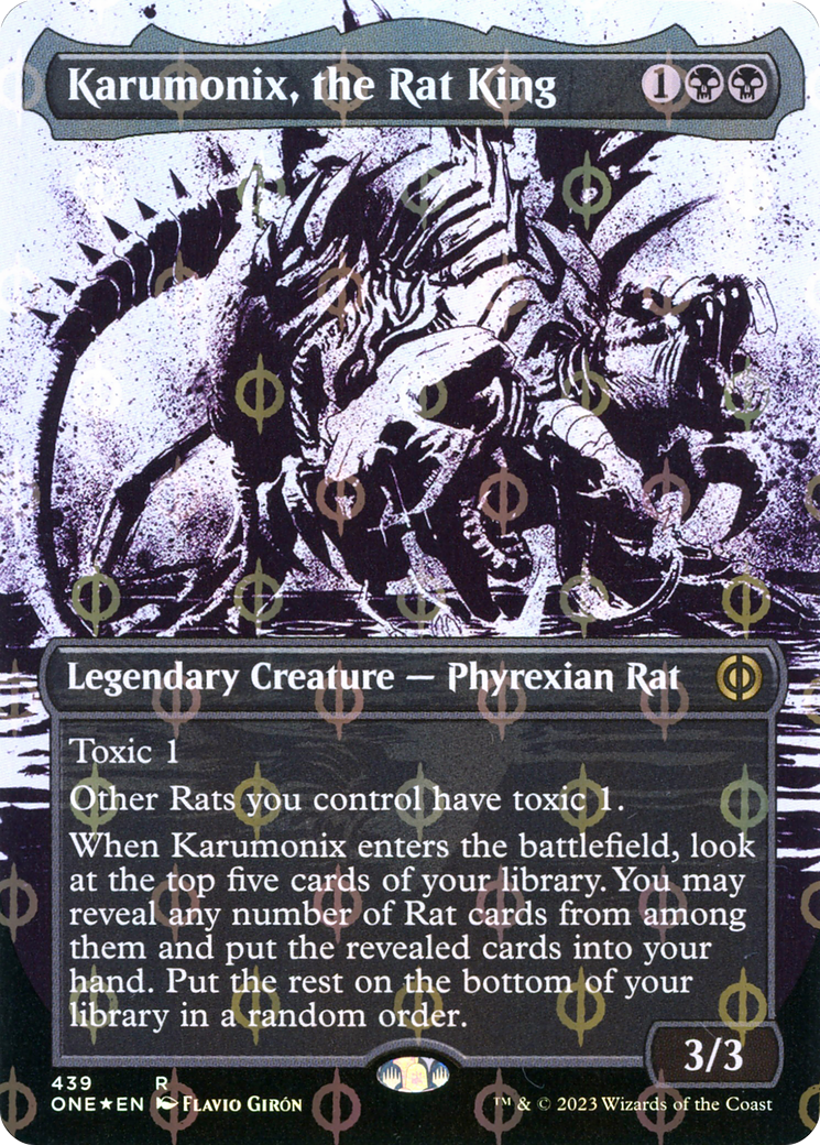 Karumonix, the Rat King (Borderless Ichor Step-and-Compleat Foil) [Phyrexia: All Will Be One]-1