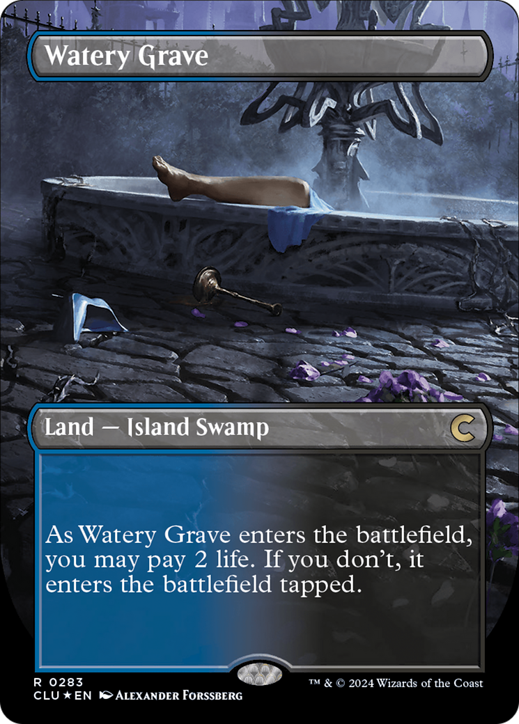 Watery Grave (Borderless) (CLU-283) - Ravnica: Clue Edition (Borderless) Foil-1
