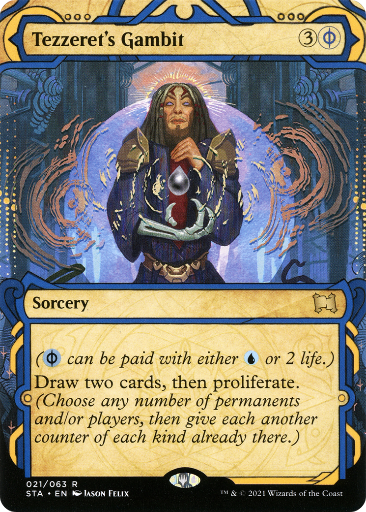 Tezzeret's Gambit (STA-021) - Strixhaven Mystical Archive: (Showcase) (Borderless) Etched Foil-1