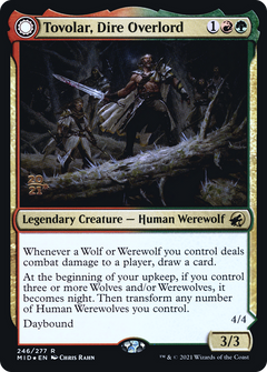 Tovolar, Dire Overlord // Tovolar, the Midnight Scourge [Innistrad: Midnight Hunt Prerelease Promos]-3