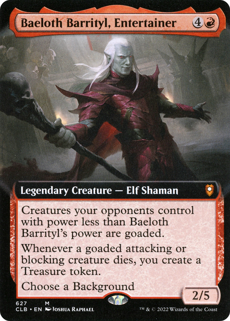 Baeloth Barrityl, Entertainer (Extended Art) [Commander Legends: Battle for Baldur's Gate]-1