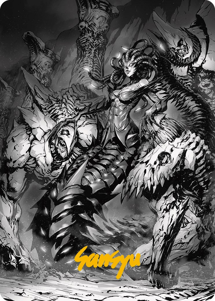 Vraska, Betrayal's Sting Art Card (Gold-Stamped Signature) [Phyrexia: All Will Be One Art Series]-1