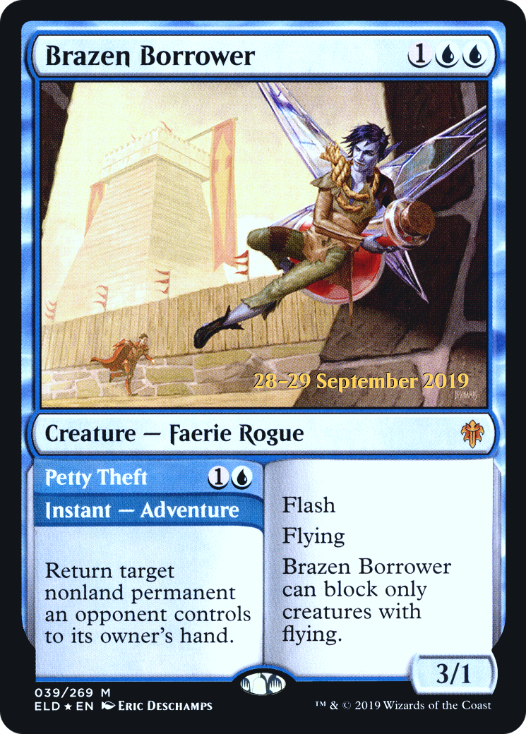Brazen Borrower // Petty Theft [Throne of Eldraine Prerelease Promos]-1