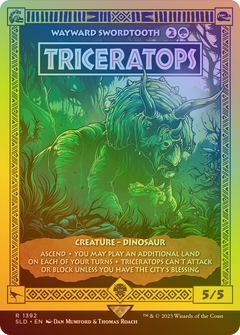 Triceratops - Wayward Swordtooth (Rainbow Foil) (SLD-1392★) - Secret Lair Drop / Triceratops (Borderless) Foil-1