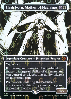 Elesh Norn, Mother of Machines (Borderless Ichor Step-and-Compleat Foil) [Phyrexia: All Will Be One]-1