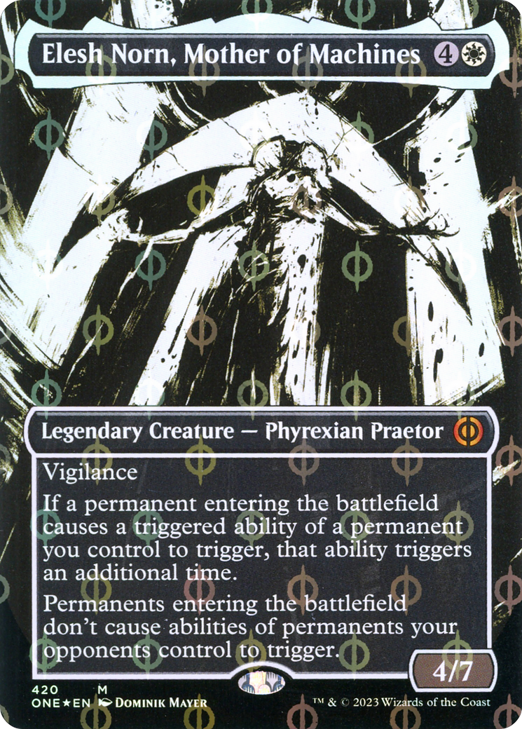Elesh Norn, Mother of Machines (Borderless Ichor Step-and-Compleat Foil) [Phyrexia: All Will Be One]-1
