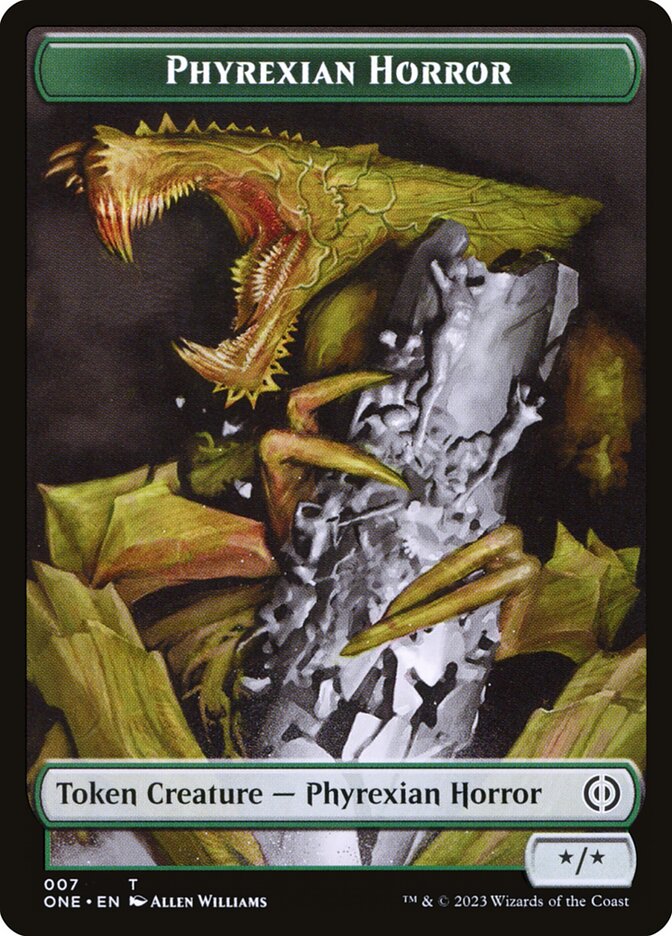 Phyrexian Goblin // Phyrexian Horror Double-Sided Token [Phyrexia: All Will Be One Tokens]-4