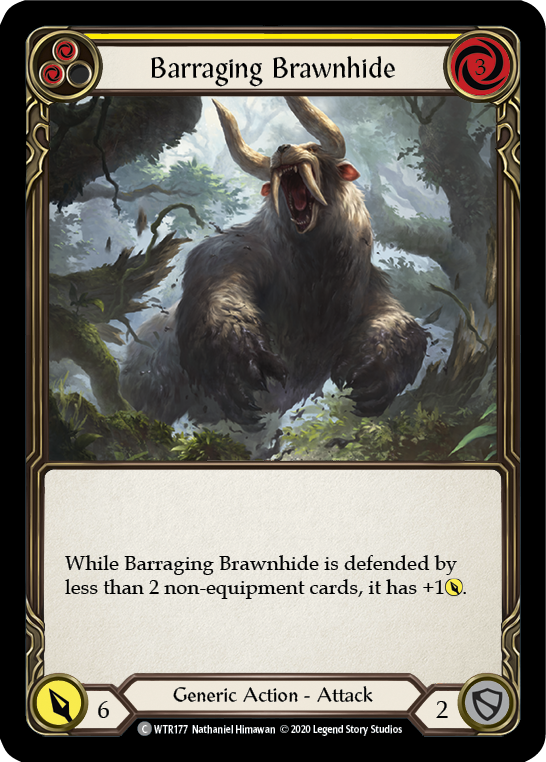 Barraging Brawnhide (Yellow) [U-WTR177] (Welcome to Rathe Unlimited)  Unlimited Rainbow Foil-2