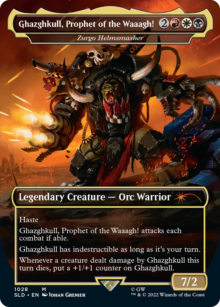 Ghazghkull, Prophet of the Waaagh! - Zurgo Helmsmasher (Borderless) [Secret Lair Drop Series]-1