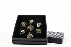 LPG Dice Set - Metal RPG  Draco Bright Black/Gold-1