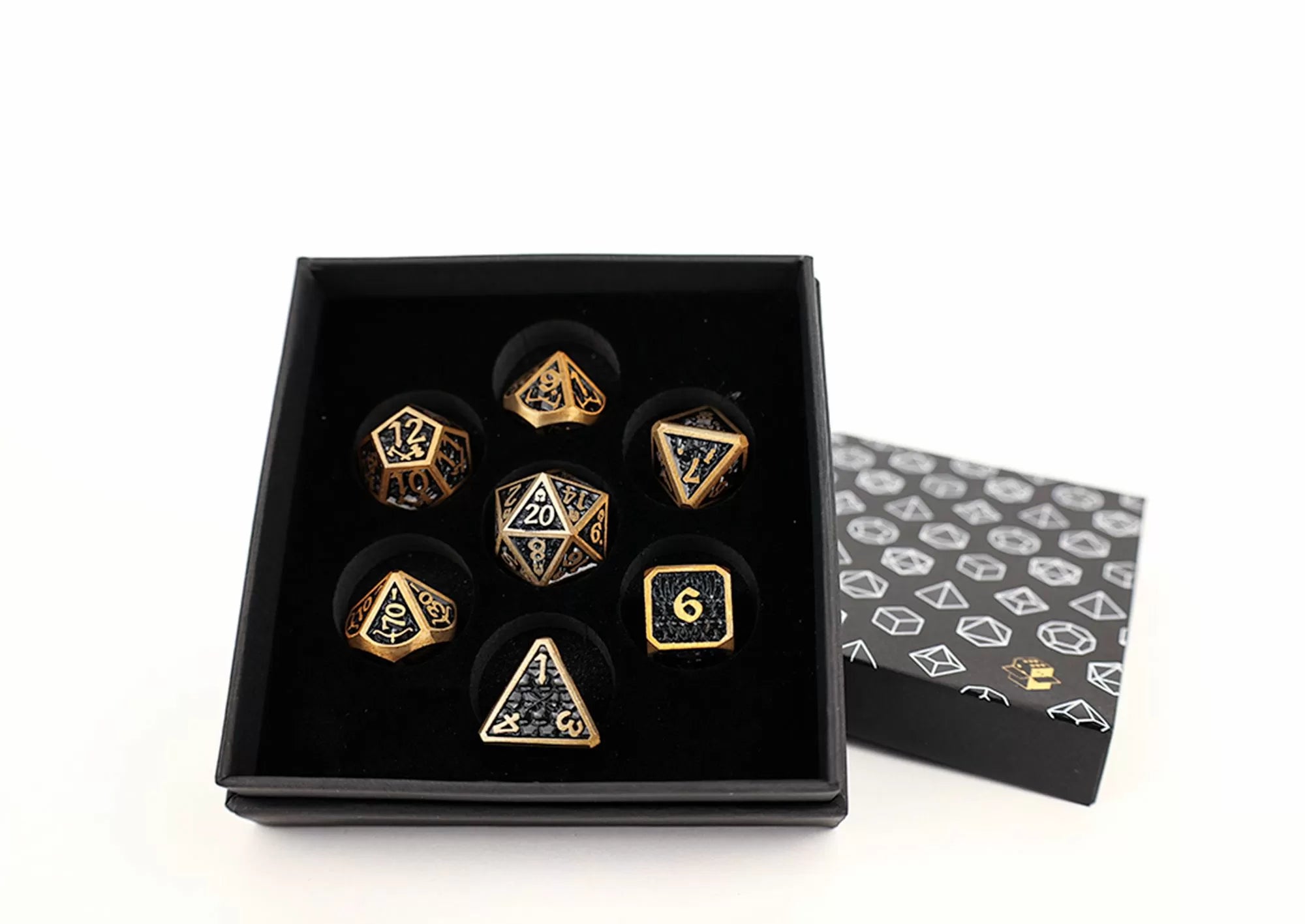 LPG Dice Set - Metal RPG  Draco  Dark Black/Gold