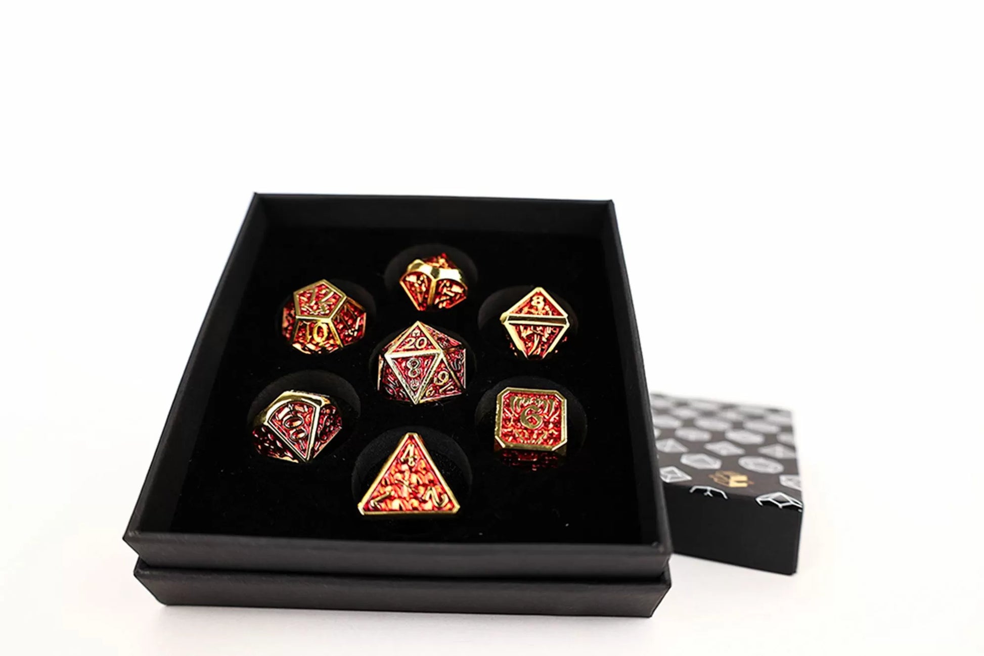 LPG Dice Set - Metal RPG Draco Dark Red/Gold-1