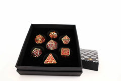 LPG Dice Set - Metal RPG Draco Dark Red/Gold-1