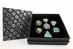 LPG Dice Set - Metal RPG Draco Dark Green/Brass-1