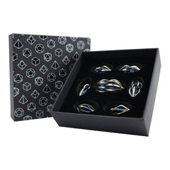 LPG Dice RPG Set Hollow Elliptic - Stainless and Blue-1