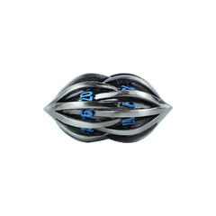 LPG Dice RPG Set Hollow Elliptic - Stainless and Blue-2